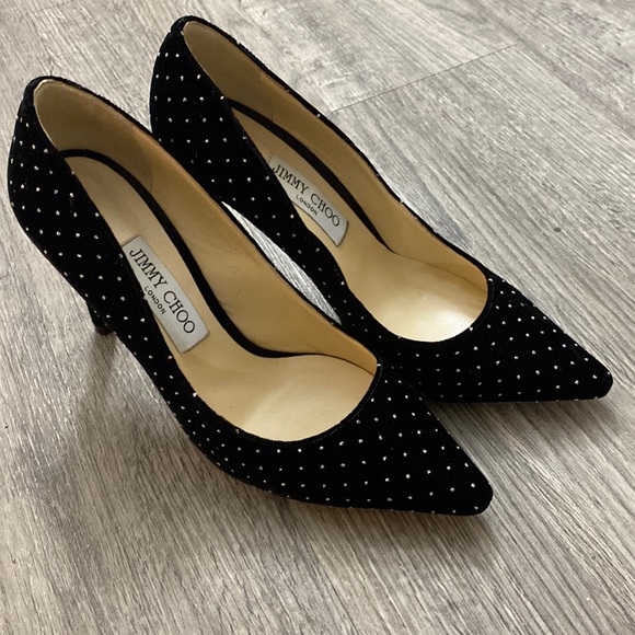 Jimmy Choo Shoes - Jimmy Choo Romy 100 Black Velvet Rhinestone Pump in 38